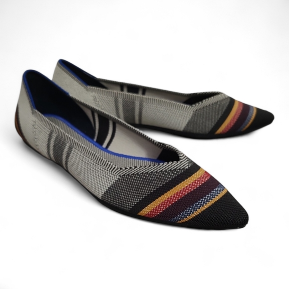 NEW Rothy's The Point Inverse Stripe Gray & Multicolor Flats Women's Size 10.5 - Picture 11 of 11